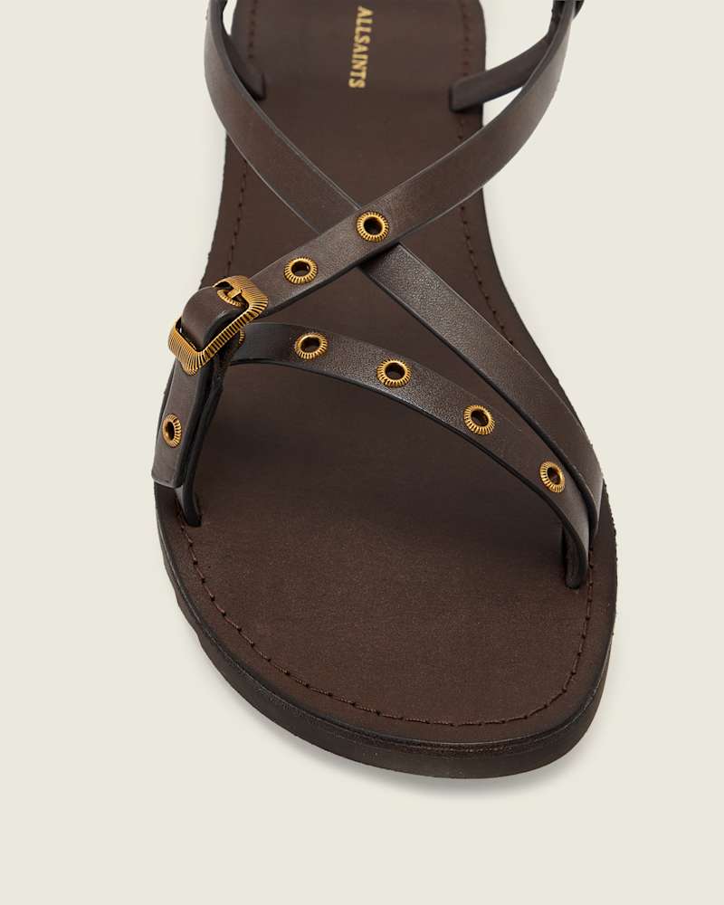 Tyla Eyelet Leather Buckle Sandals