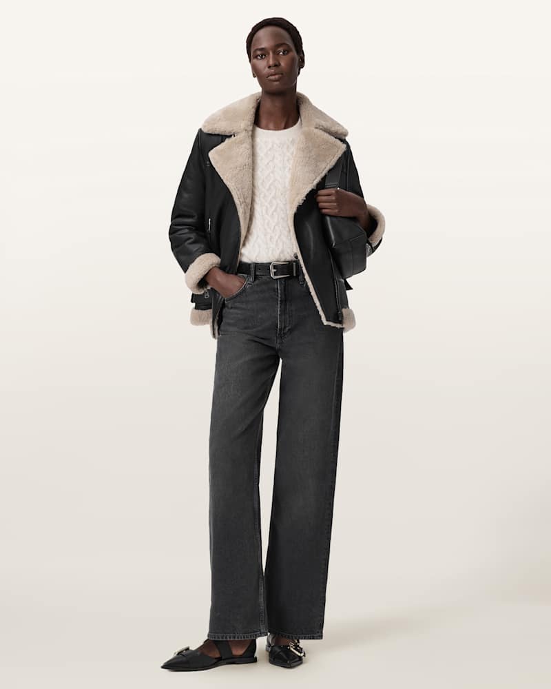 Sola Shearling Biker Jacket     