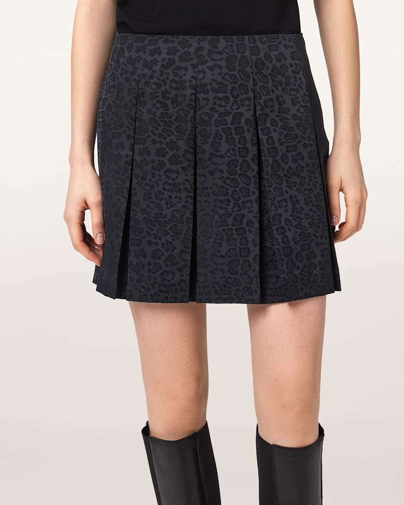 Viola Leopard Print Pleated Mini Skirt 