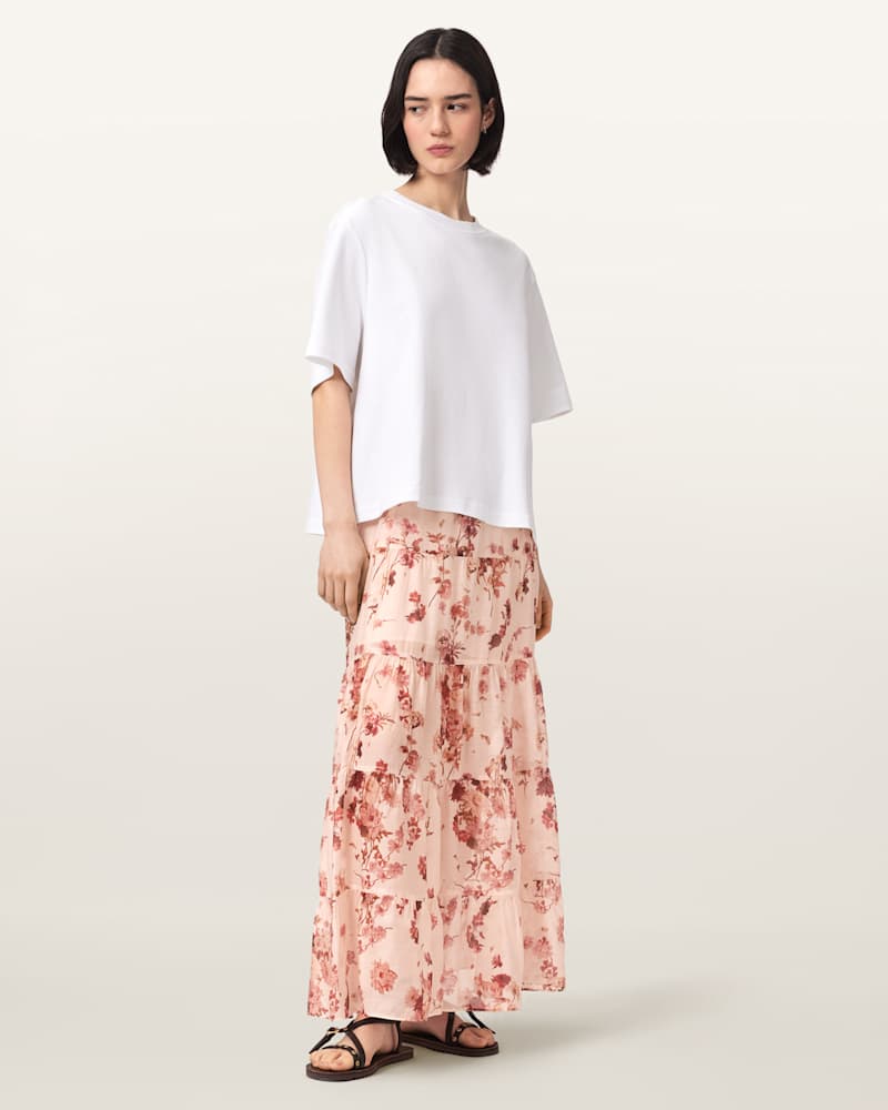 Evia Tiered Floral Maxi Skirt