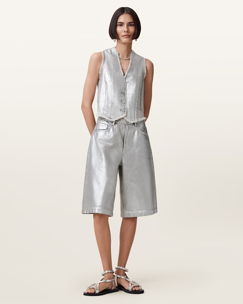 Andrea Metallic Silver Waistcoat