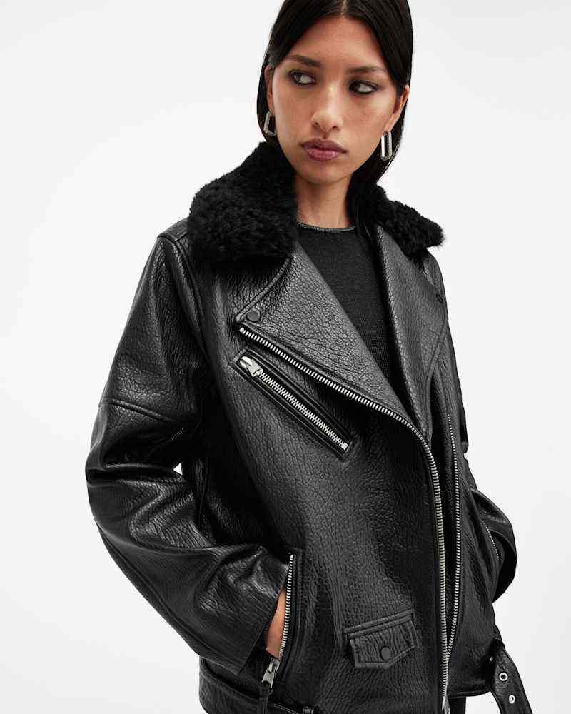 Vendra Relaxed Fit Leather Biker Jacket