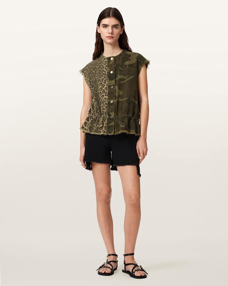 Sofi Camo Leopard Print Waistcoat