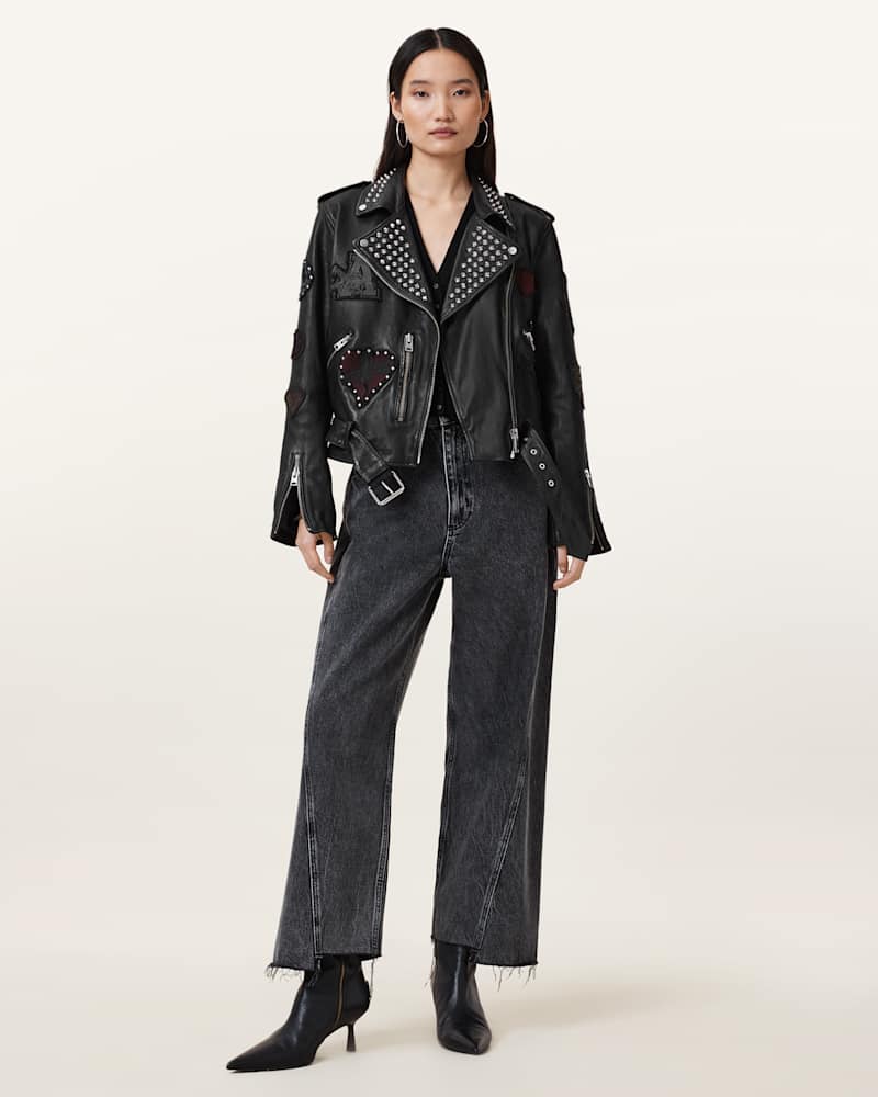 College Leather Biker Jacket