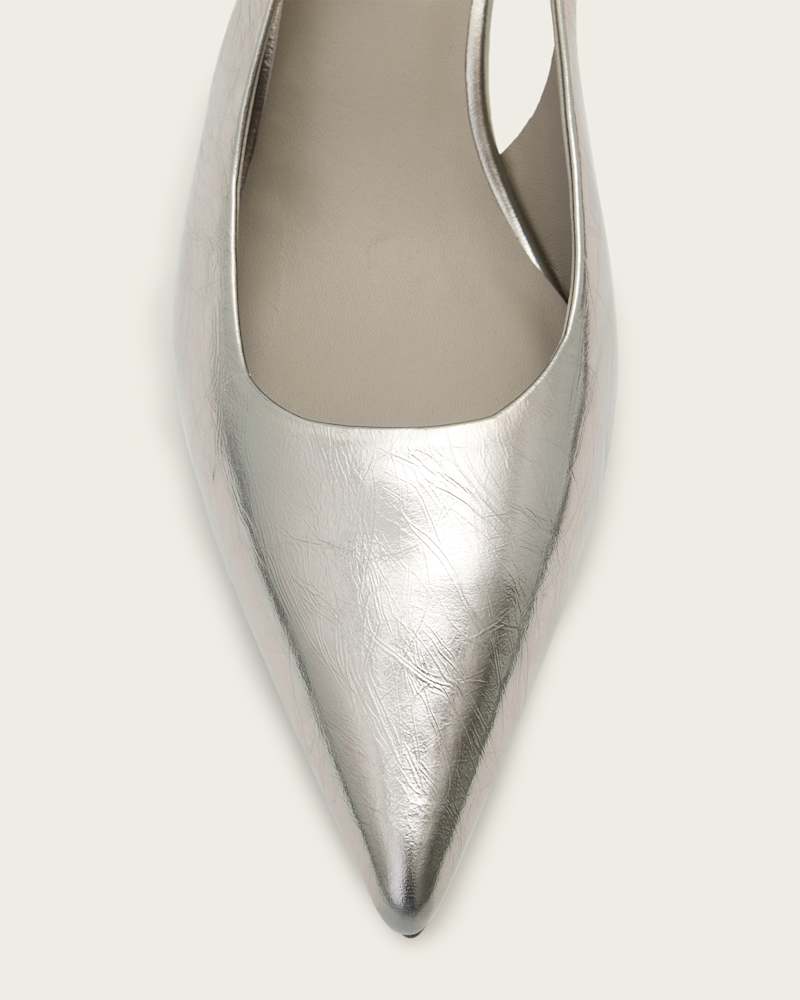 Idiya Metallic Leather Slingback Heels