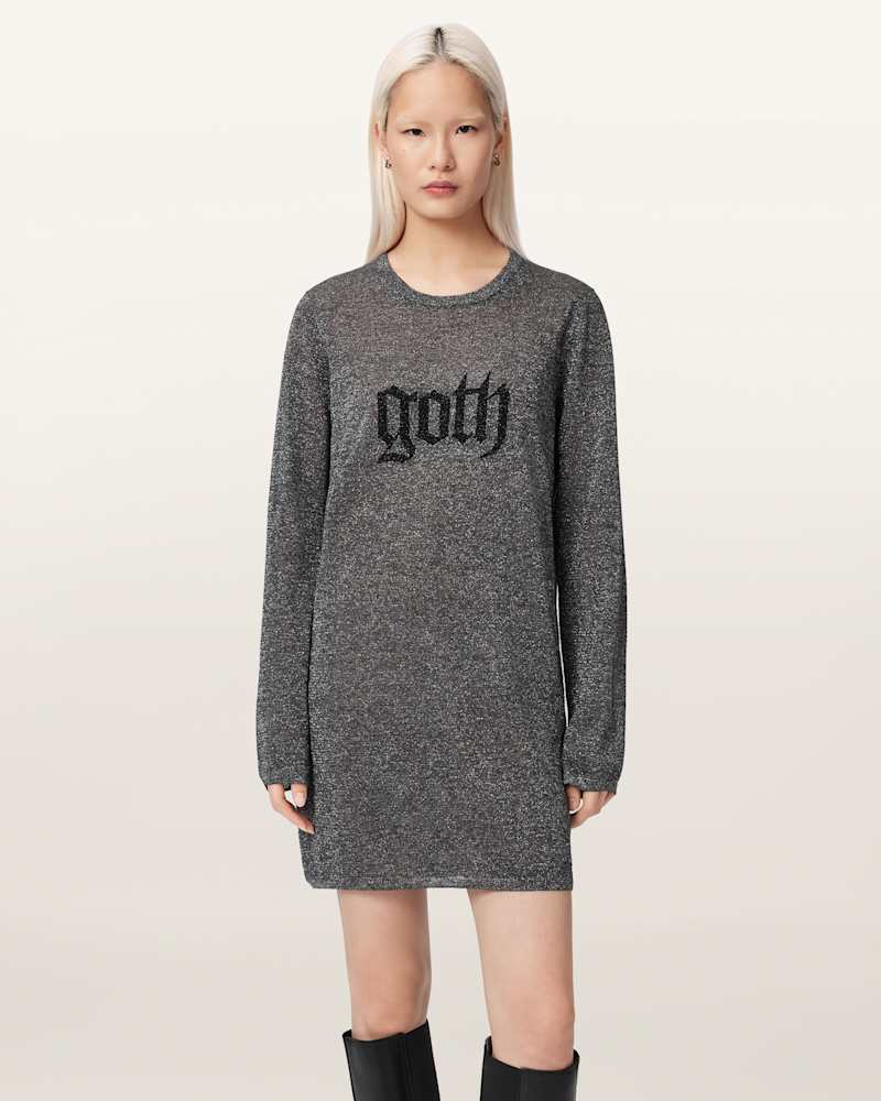Deetz Metallic Long Sleeve Mini Dress