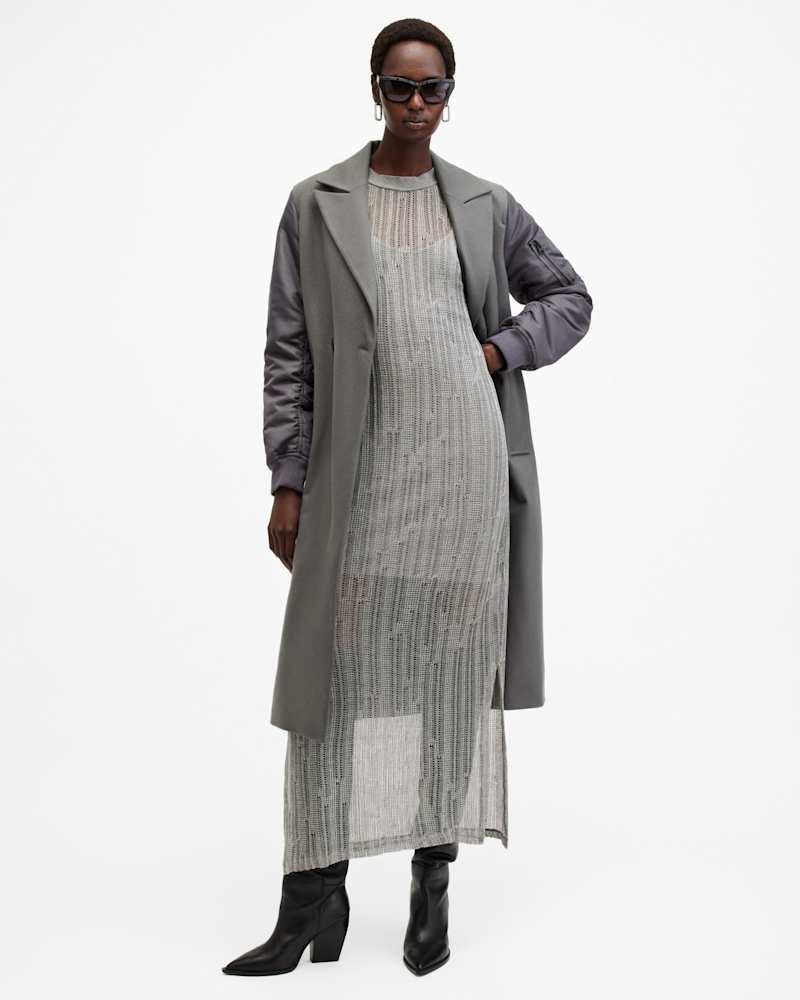 Giana Metallic Open Stitch Midi Dress