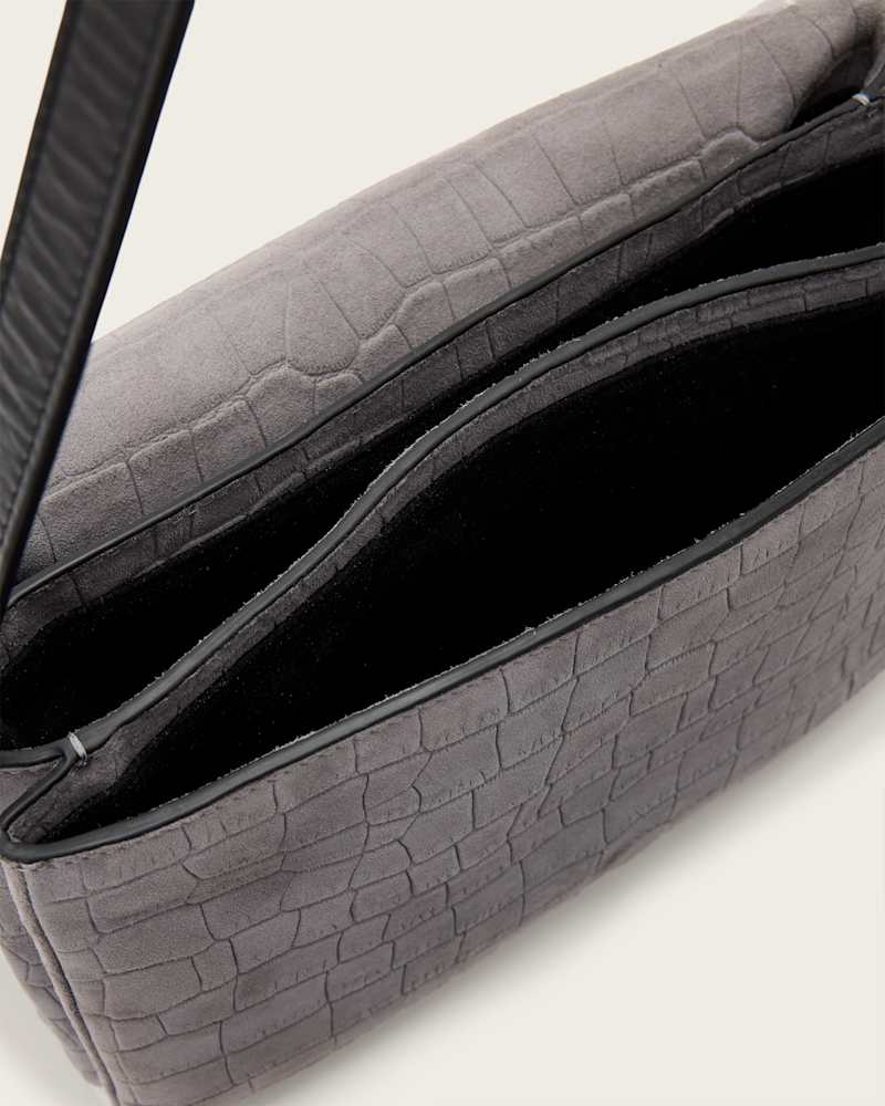 Ondine Croc-Effect Nubuck Shoulder Bag