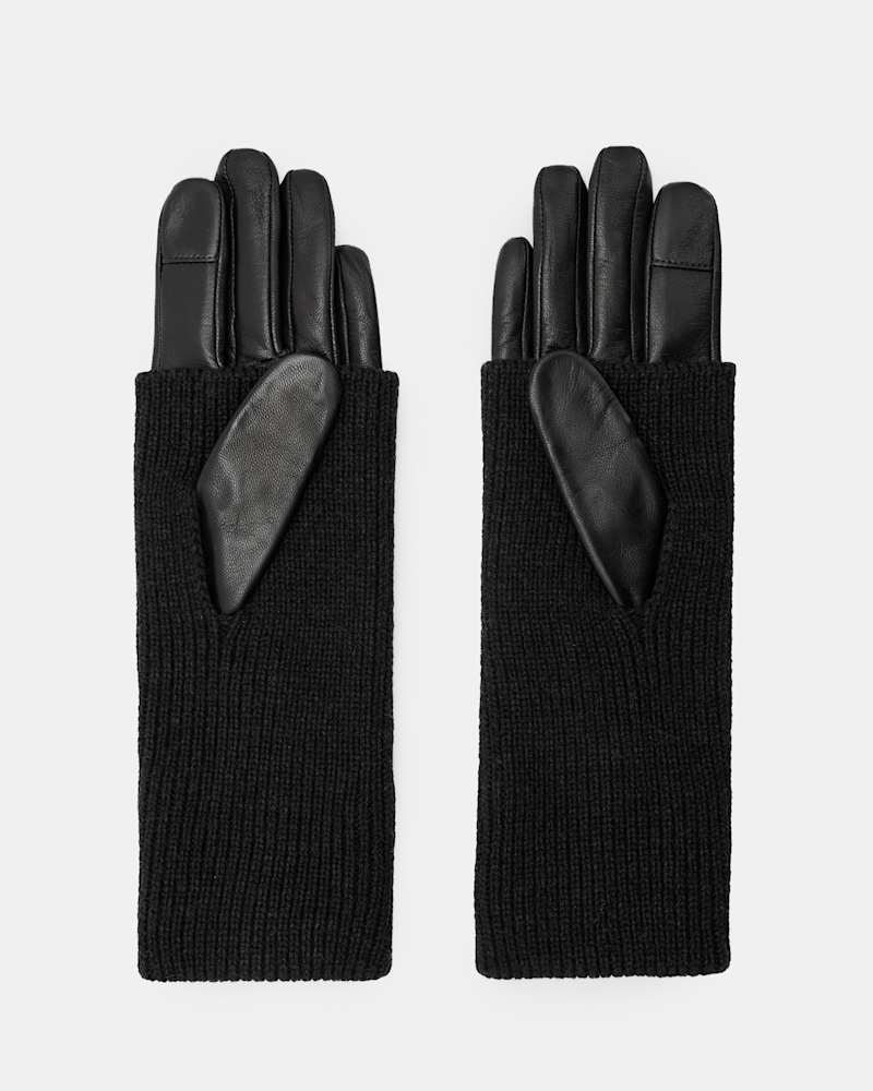 Zoya Knitted Cuff Leather Gloves