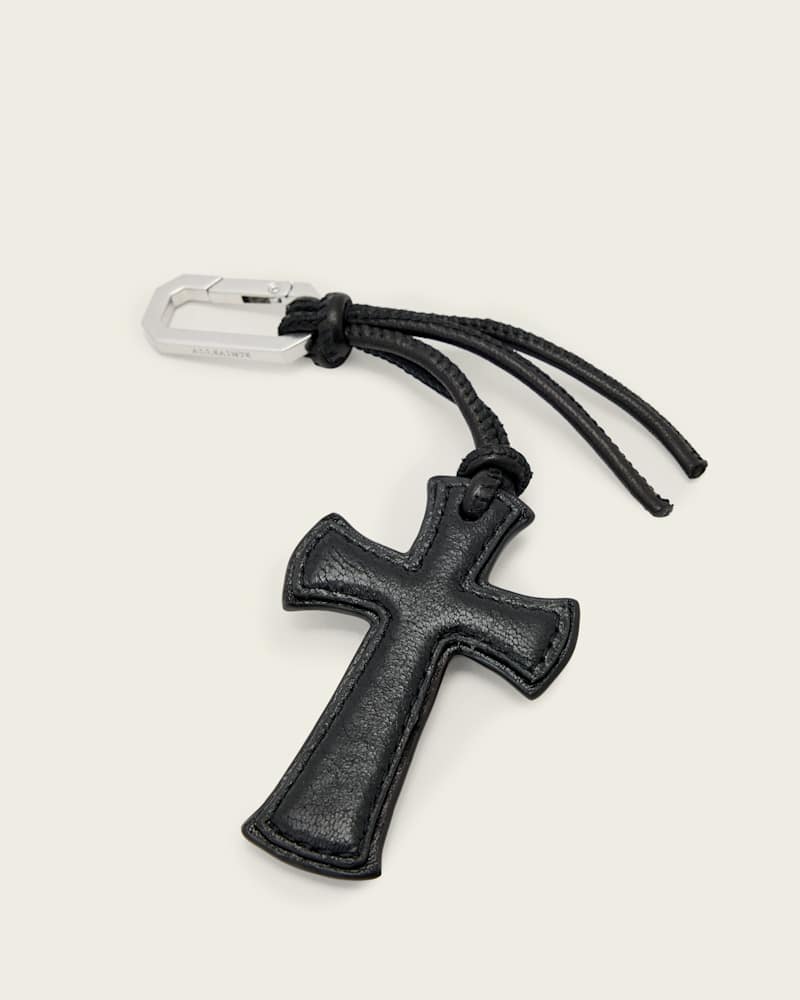 Leather G Cross Keyring