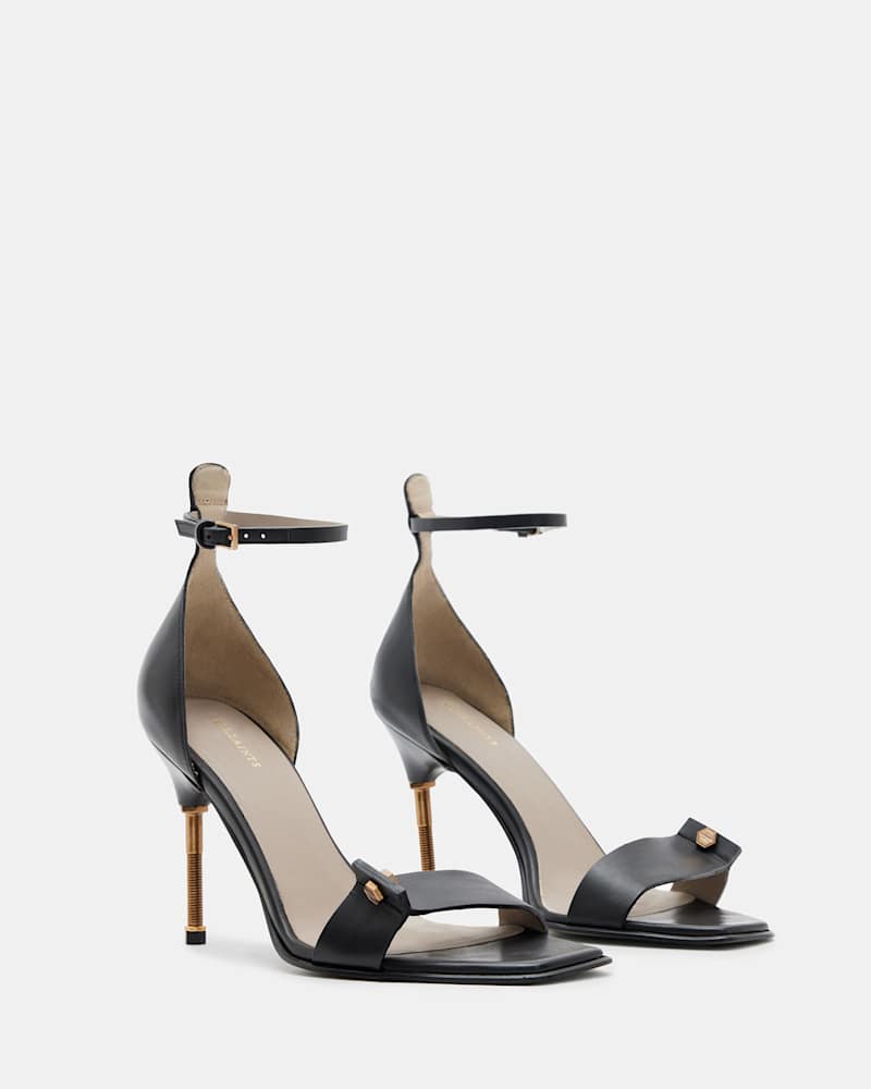 Betty Square Toe Leather Heeled Sandals