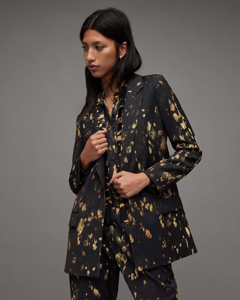 Aleida Ronnie Print Open Front Blazer