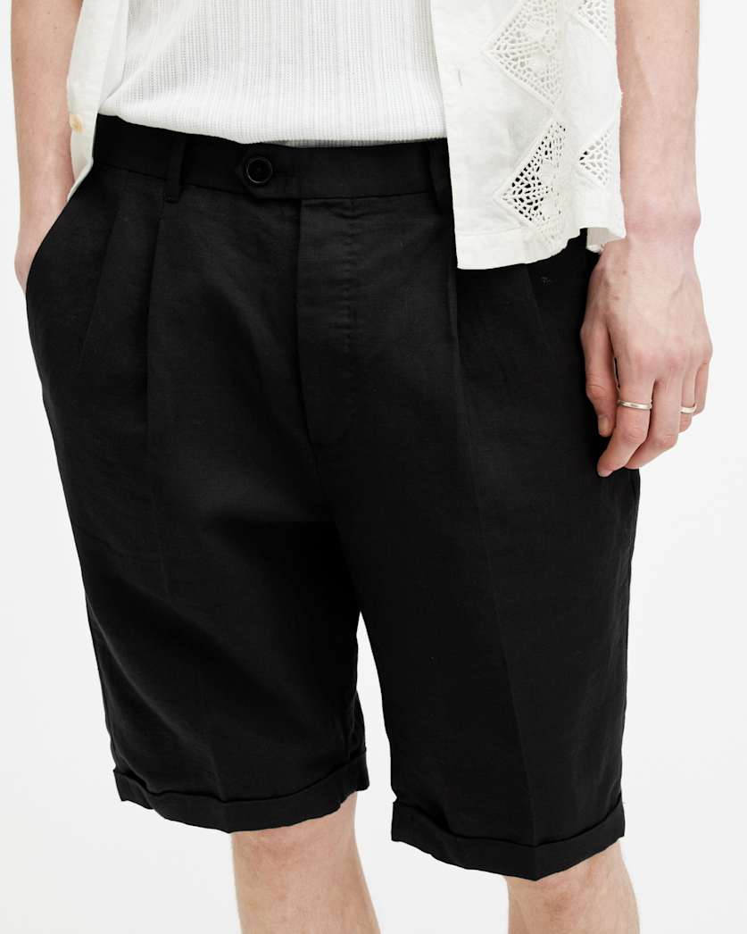 Ora Tallis Linen Blend Slim Fit Shorts