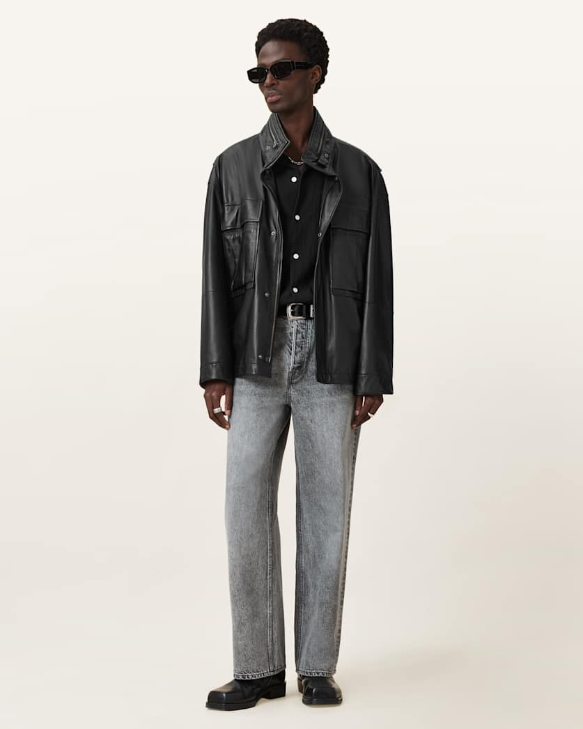 Halton Funnel Collar Leather Jacket