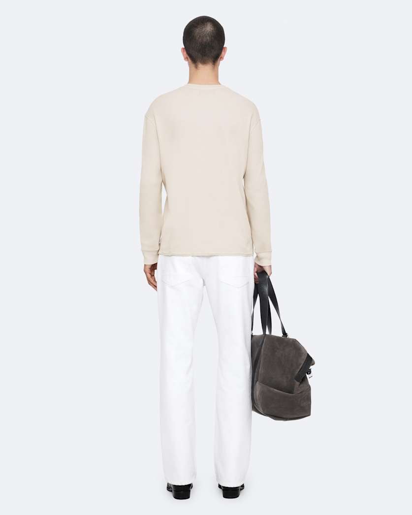 Raine Waffle-Knit Long-Sleeve Henley Top