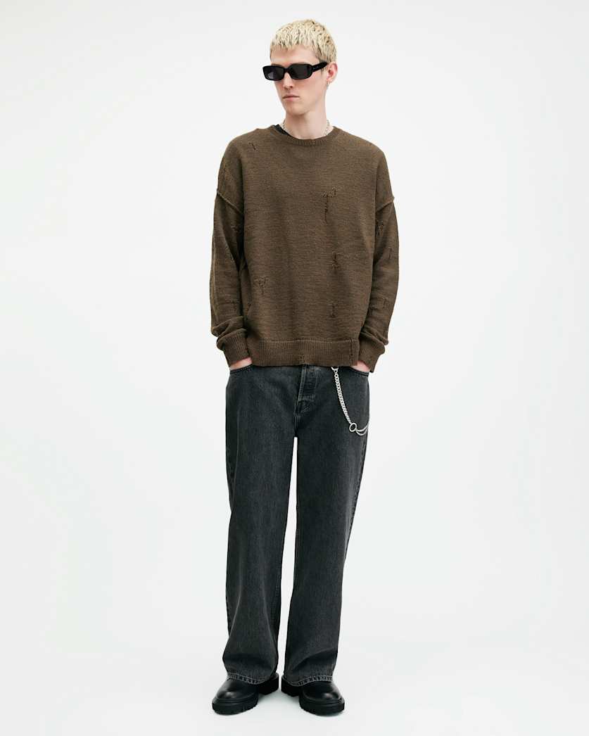 Ektarr Crew Neck Distressed Jumper