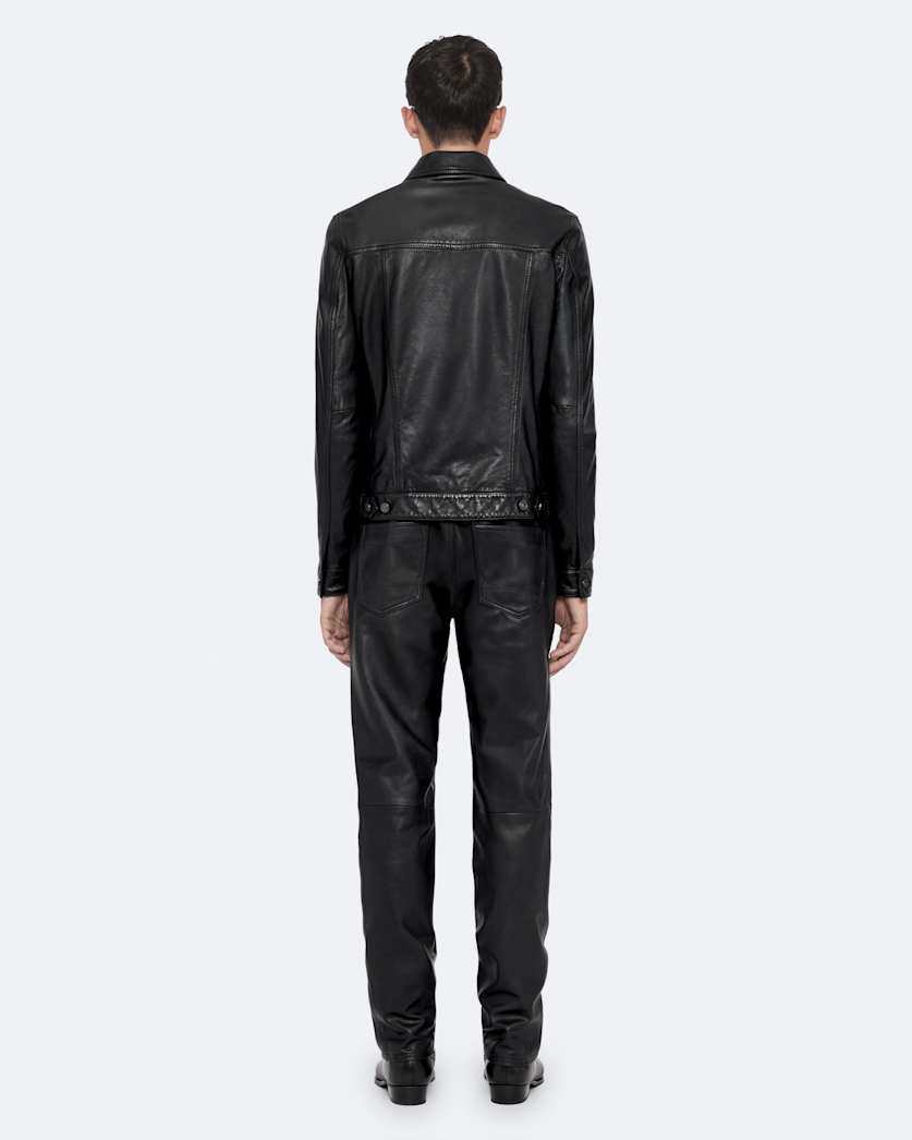 Leather trucker jacket