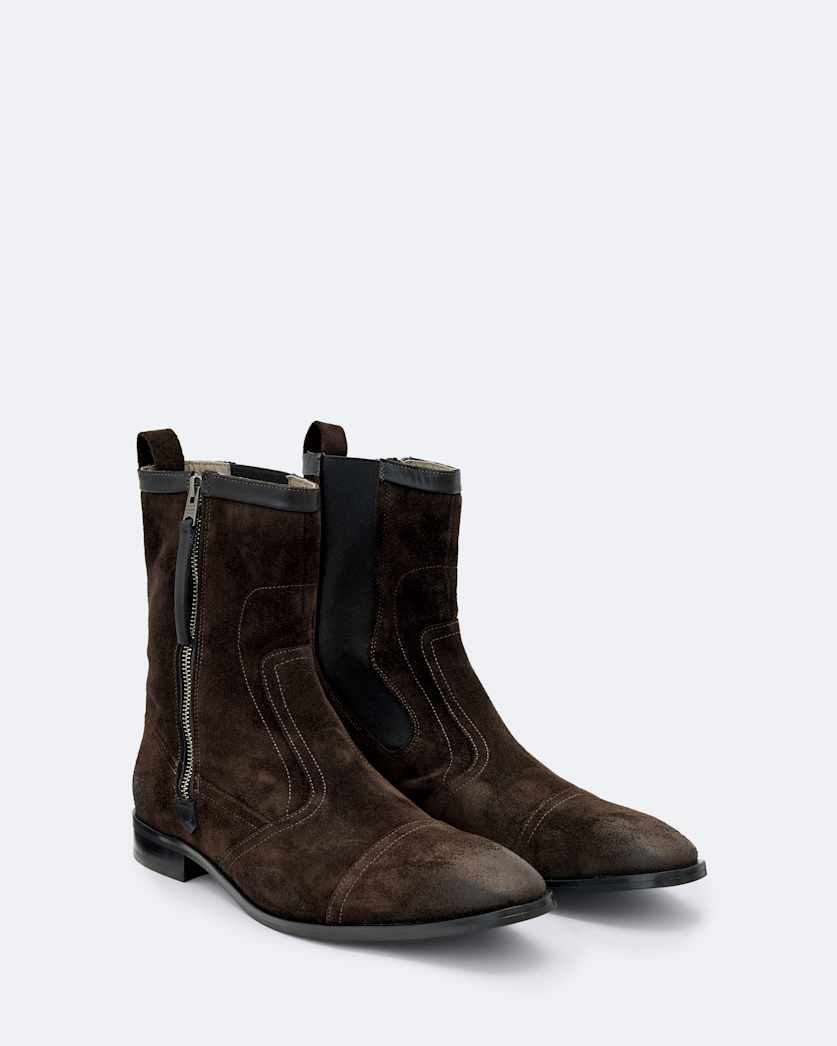 Dorian Zip-Up Suede Ankle Boots