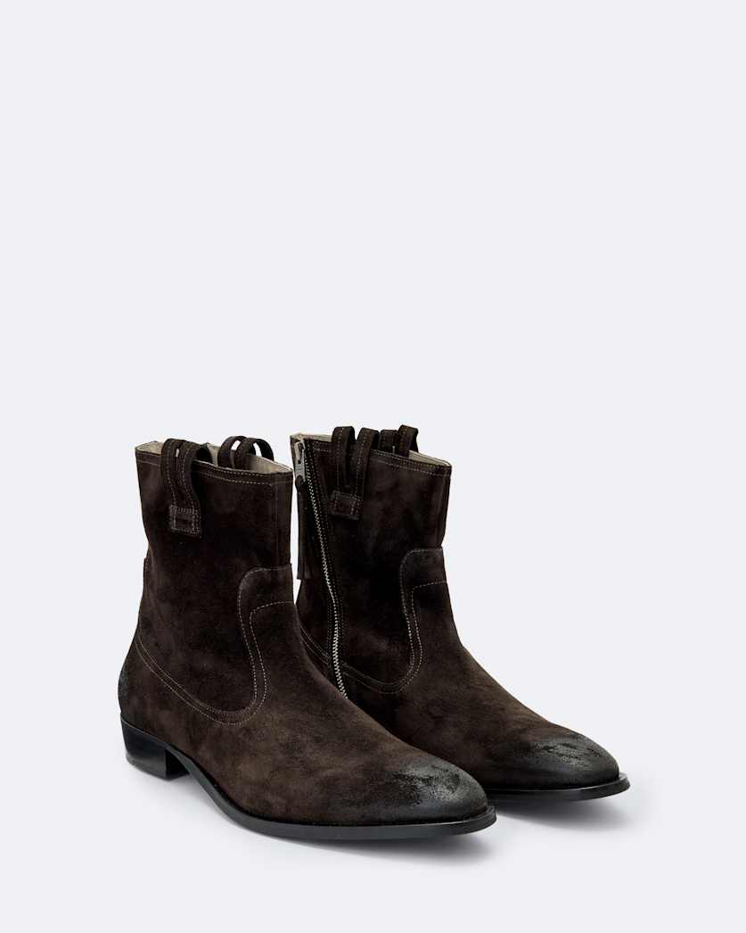 Hiro Suede Zip Up Boots