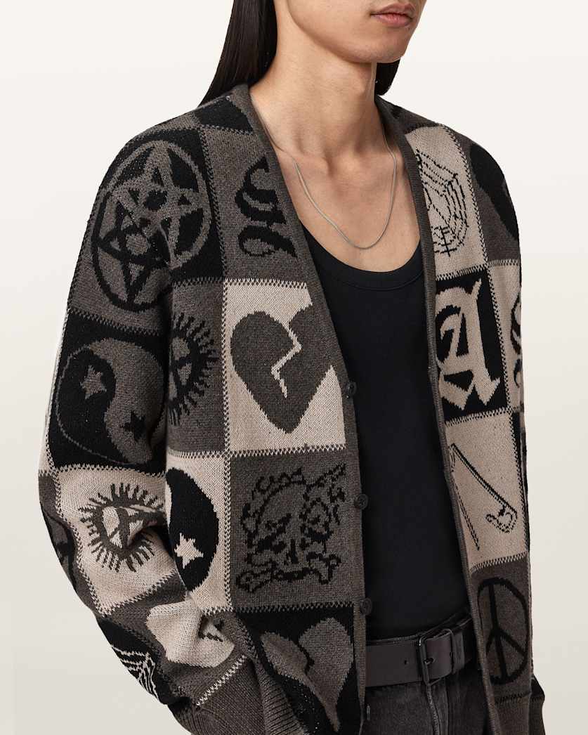 Barker Jacquard Cotton Knit Cardigan