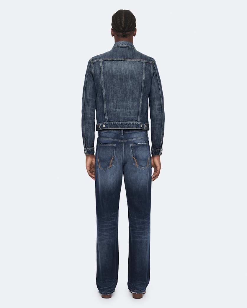 Destroy Mid Indigo Loose Straight-Leg Jeans