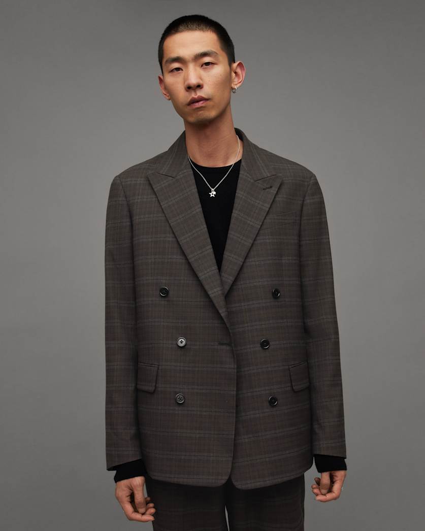 Spica Checked Double Breasted Blazer