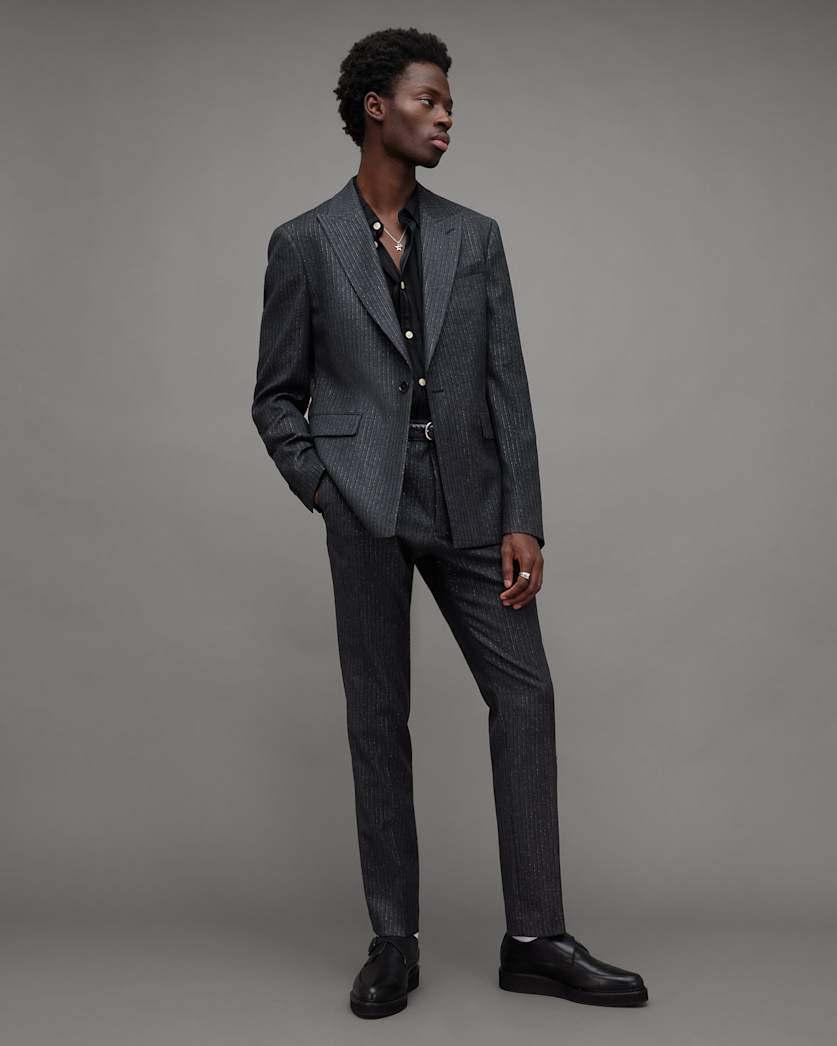Androm Metallic Pinstriped Slim Blazer