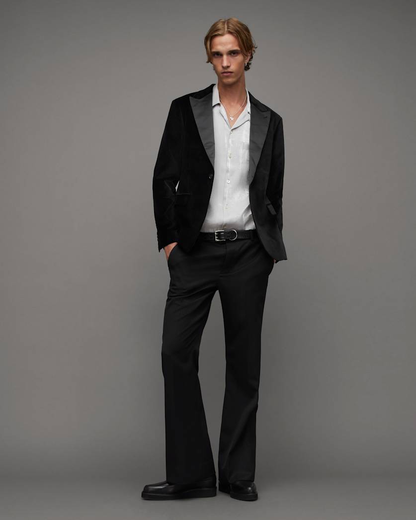 Lyra Satin Trim Velvet Slim Fit Blazer