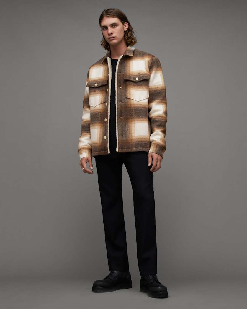 Gravity Checked Borg Lined Shirt Jacket