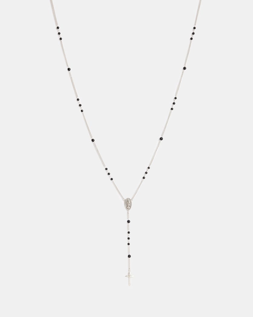 Saif Beaded Sterling Silver Rosary Necklace