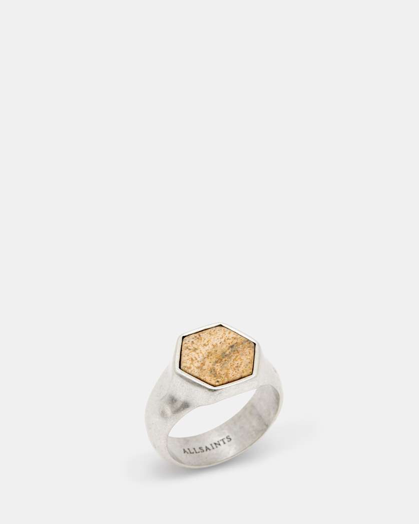 Heli Sterling Silver Stone Hexagon Ring