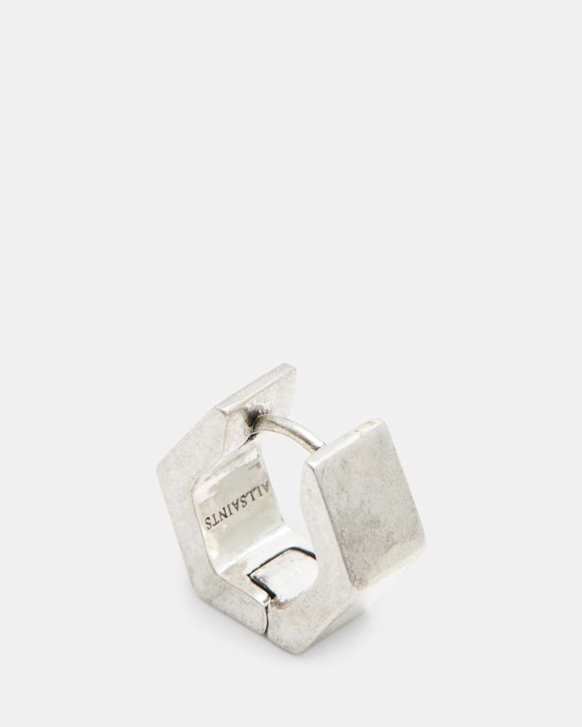 Hex Sterling Silver Bolt Hoop Earring