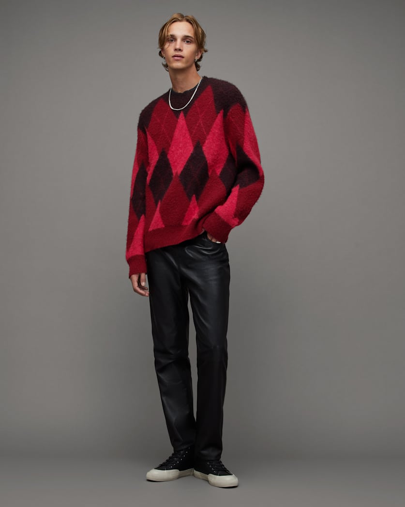 Harley Brushed Argyle Crew Neck Jumper