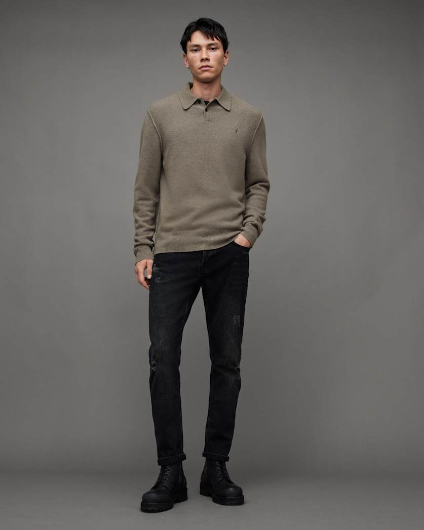 Statten Long Sleeve Ramskull Polo Jumper