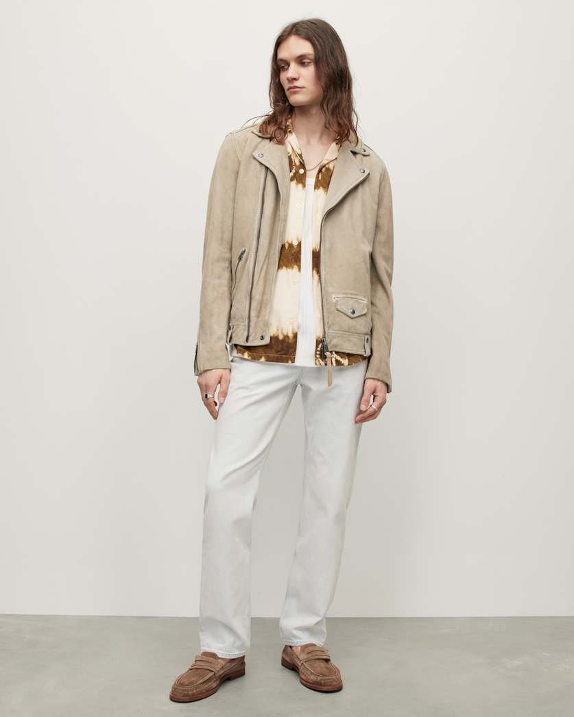 Milo Asymmetric Zip Suede Biker Jacket