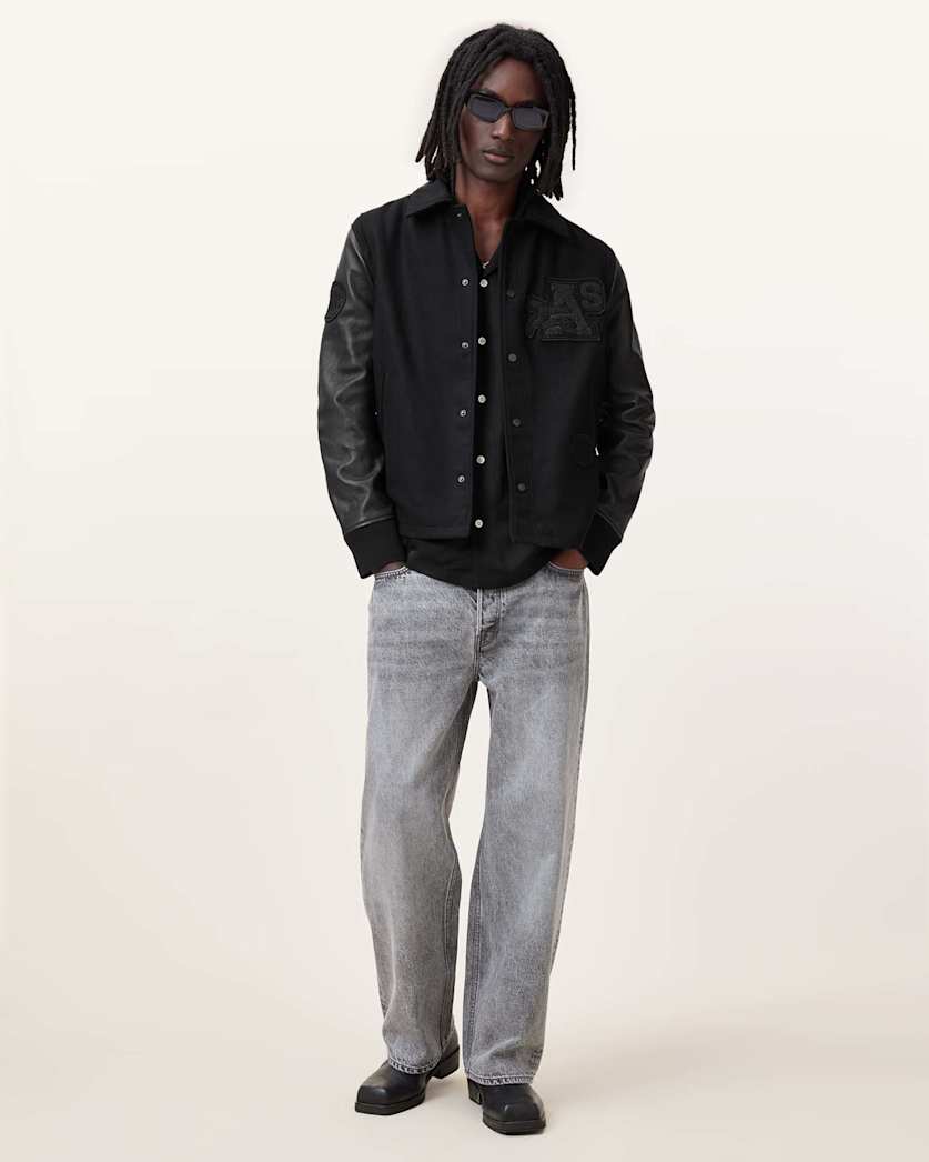 Warrenton Leather Sleeve Bomber Jacket