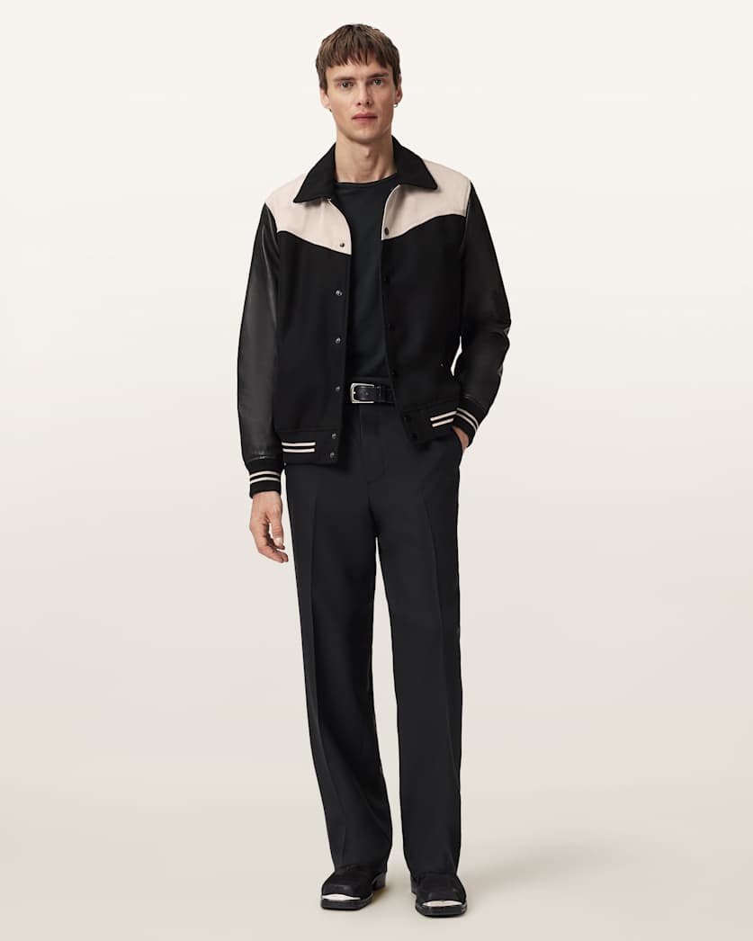 Endleton Contrast Leather Bomber Jacket