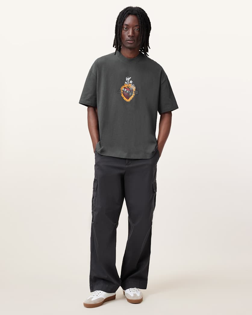 Heartfelt Printed Oversized Crew Neck T-Shirt