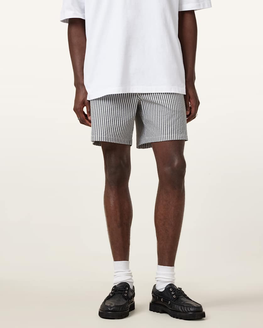 Warden Striped Seersucker Swim Shorts