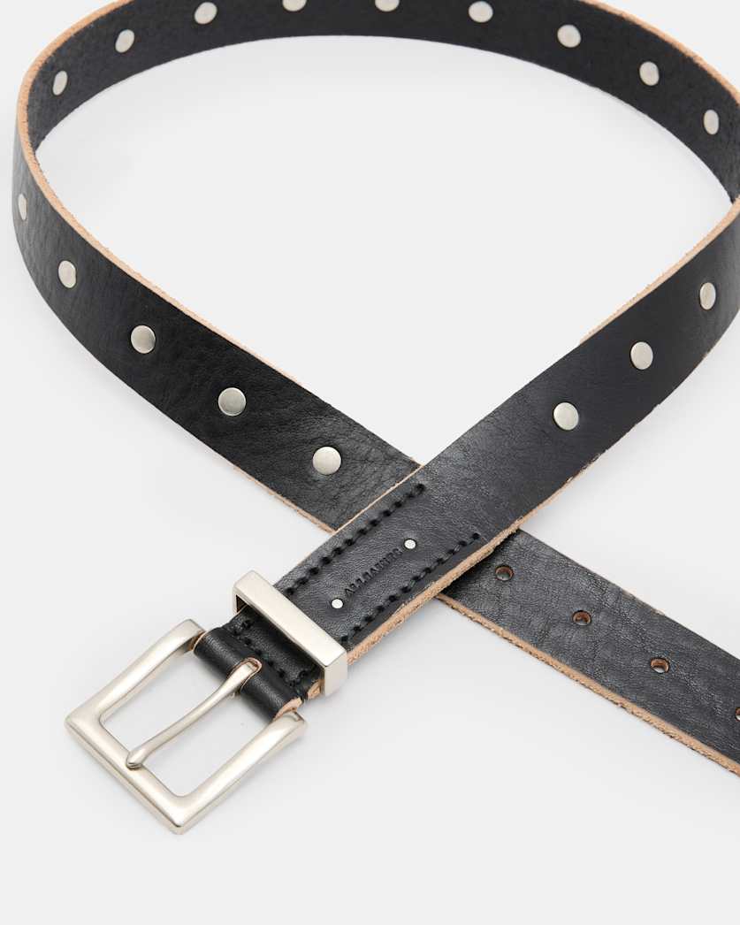 Trey Studded Leather Metal Tip Belt