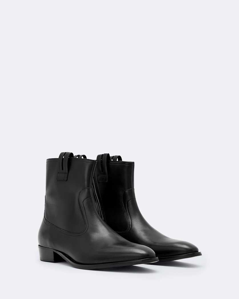 Hiro Zip-Up Leather Ankle Boots