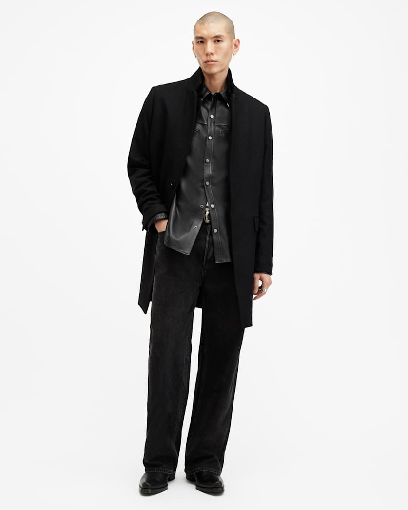 Draven Metal Tip Collar Leather Shirt