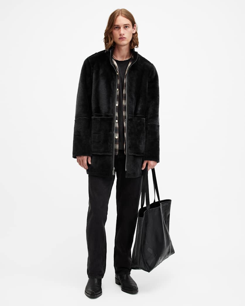 Stride Funnel Neck Shearling Coat