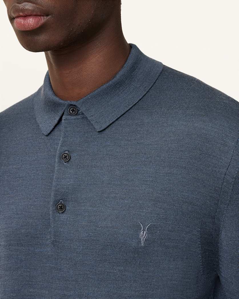 Mode Merino Long Sleeve Ramskull Polo Shirt