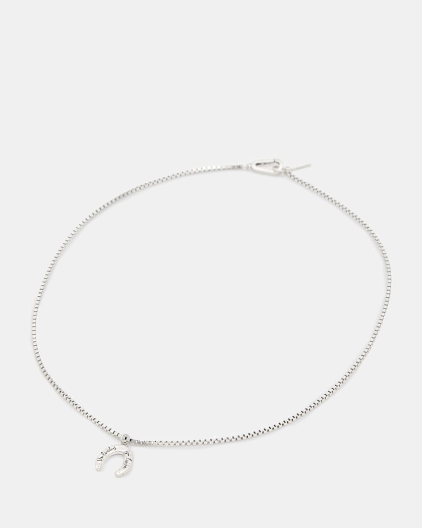 Horseshoe Pendant Box Chain Necklace