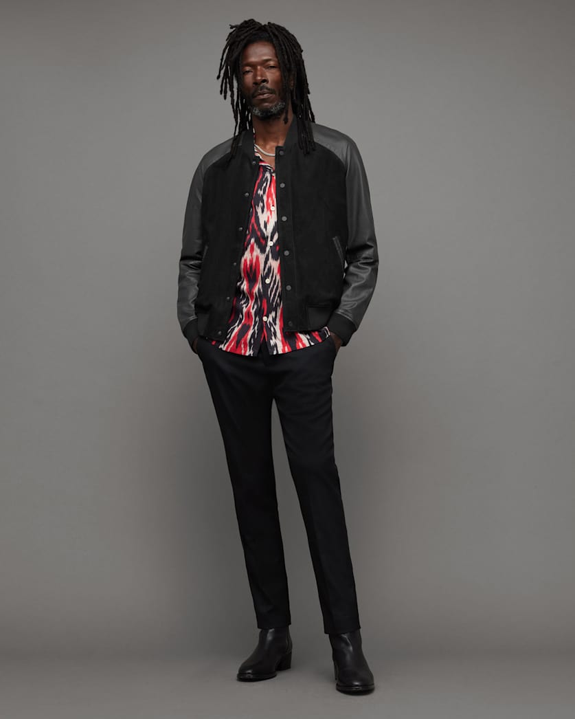 Maura Contrast Leather Bomber Jacket