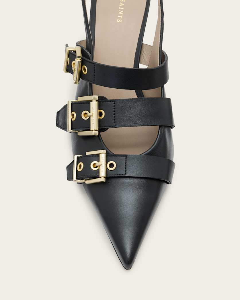 Vivian Leather Buckle Slingback Heels