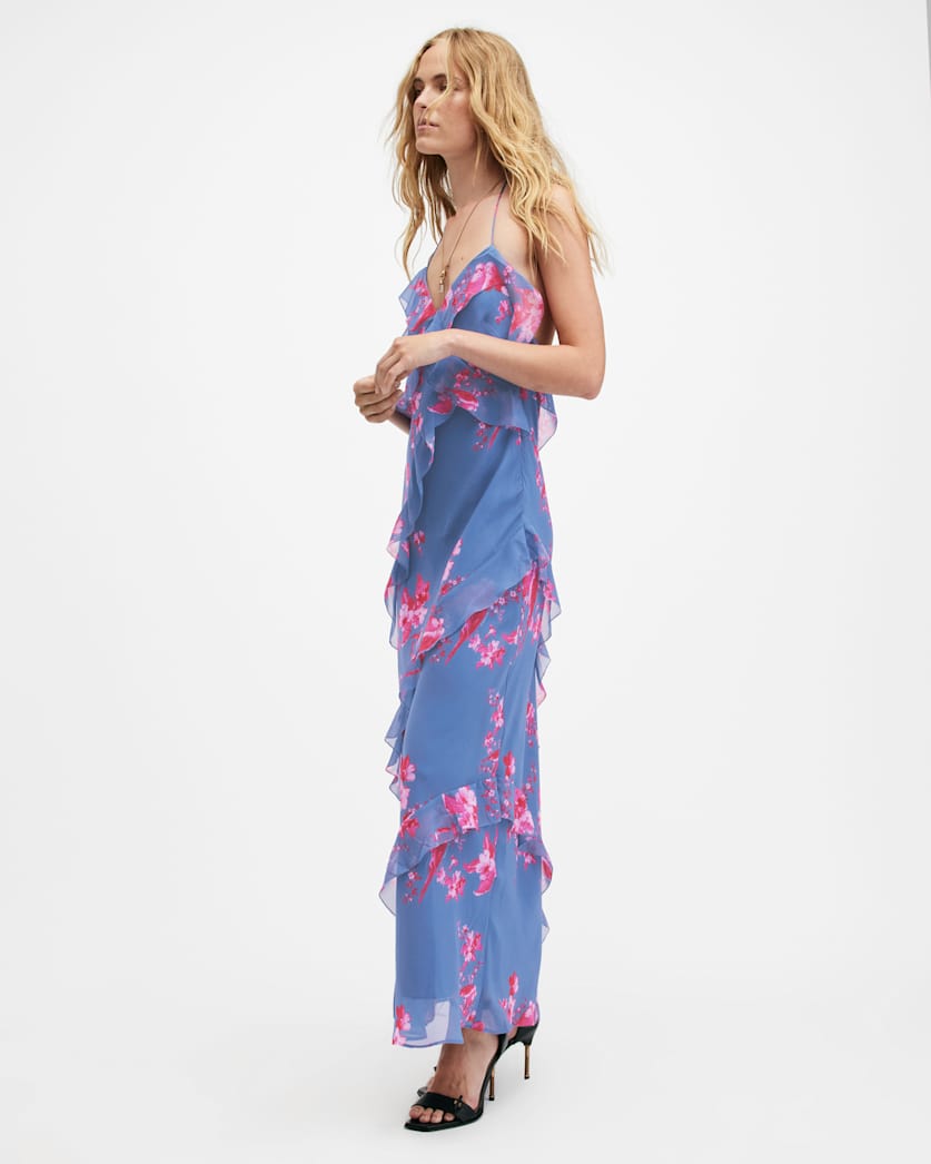 Marina Iona Floral Print Slim Fit Dress