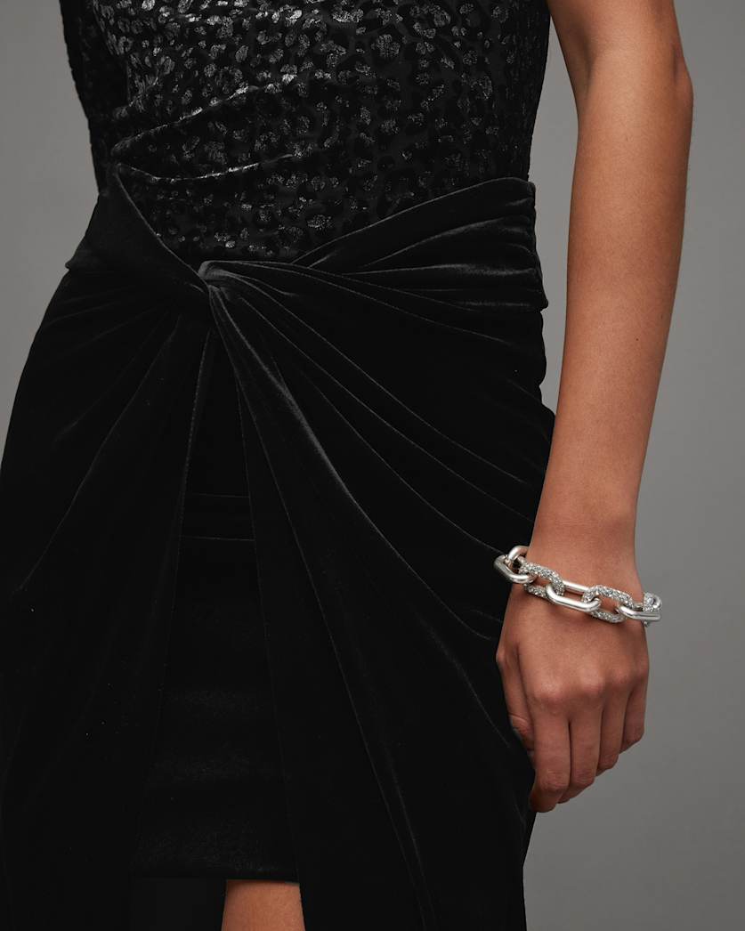 Sami Velvet Gathered Draped Midi Skirt