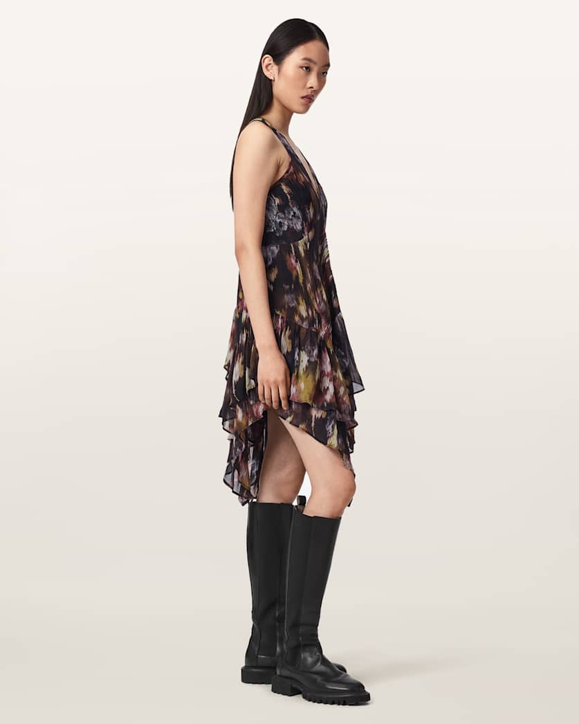 Gretel Asymmetric Tiered Midi Dress